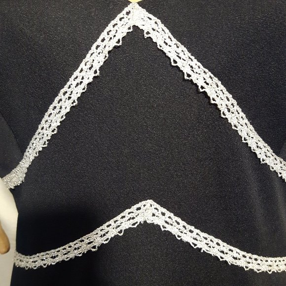 Vintage 1970 Column Dress Disco Black Plus Size 18 - Picture 2 of 4